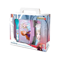 SET DE BOTELLA Y SANDWICHERA + CUBIERTOS FROZEN II 