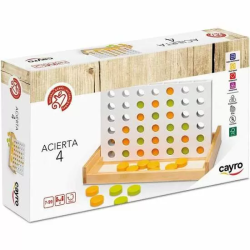 JUEGO ACIERTA 4 DE MADERA CON 42 PIEZAS. 2 JUGADORES. 28,5X17X4CM