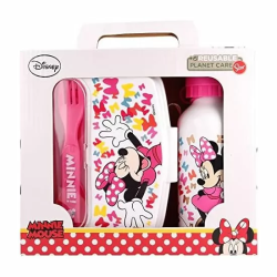 SET DE BOTELLA Y SANDWICHERA + CUBIERTOS MINNIE MOUSE 