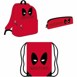 PACK PAPELERIA 3 PIEZAS DEADPOOL: MOCHILA, ESTUCHE Y SAQUITO