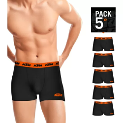 SET DE 5 BOXERS BOXER KTM MICROFIBRA 60% POLIÉSTER 35% ELASTANO MULTICOLOR NEGROS CON CINTURA NARANJA