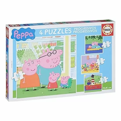 4 PUZZLES DE 6 A 16 PIEZAS PEPPA PIG 