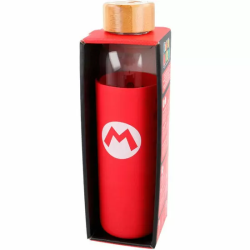 BOTELLA CRISTAL SUPER MARIO BROS NINTENDO FUNDA SILICONA 585ML