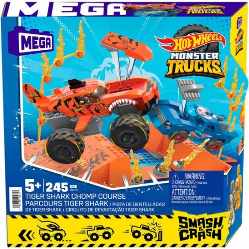 MEGA CONSTRUX PISTA TIGER SHARK MONSTER TRUCKS HOT WHEELS