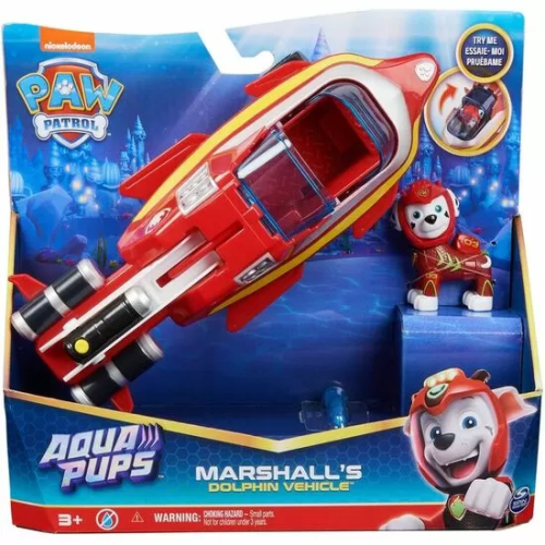 BLISTER 2 FIGURAS MARSHALL VEHICULOS AQUA PUPS PATRULLA CANINA PAW PATROL