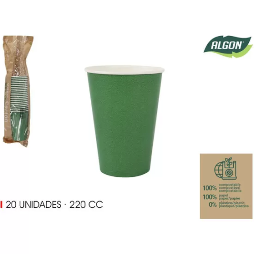 SET-20 VASO CARTON VERDE PINO 220CC ALGON