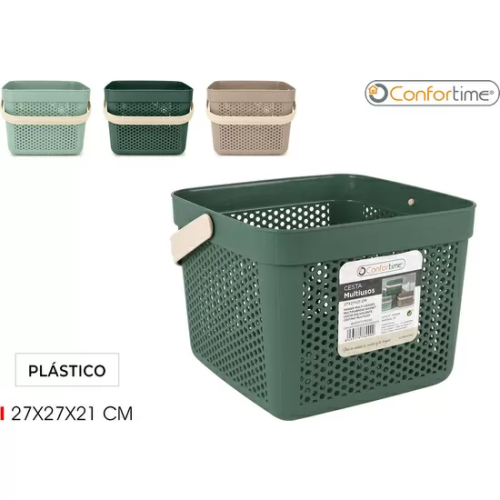 CESTA MULTIUSOS PLASTICO 27X27X21CM CONFORTIME