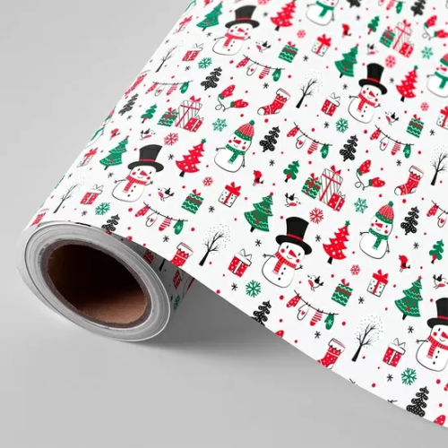 BOBINA PAPEL REGALO 62 CM 95 MTS. NAVIDAD MUÑECO NIEVE