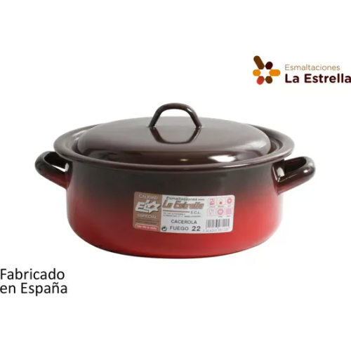 CACEROLA ESMALTADA C/TAPA 22CM - 3.4L FUEGO