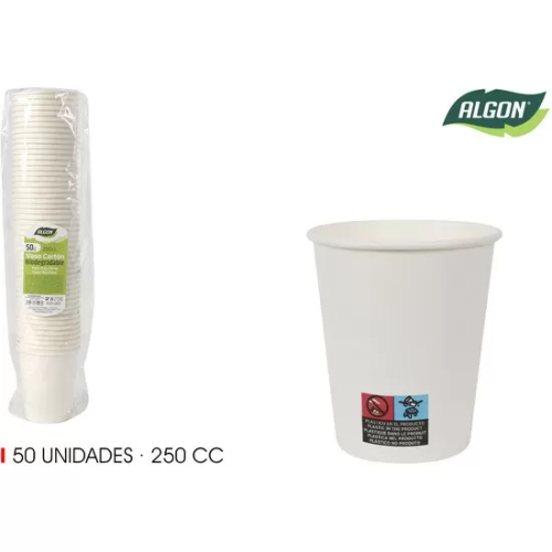 SET-50 VASO BLANCO CARTON 250CC ALGON