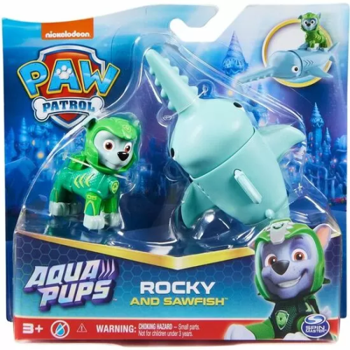 BLISTER 2 FIGURAS ROCKY AQUA PUPS PATRULLA CANINA PAW PATROL