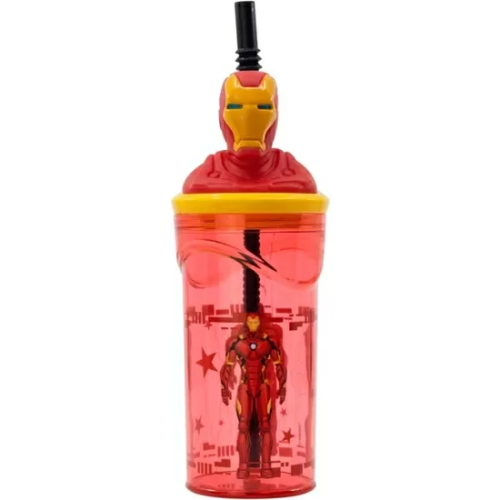 AVENGERS IRON MAN VASO PAJITA FIGURA 3D 360 ML