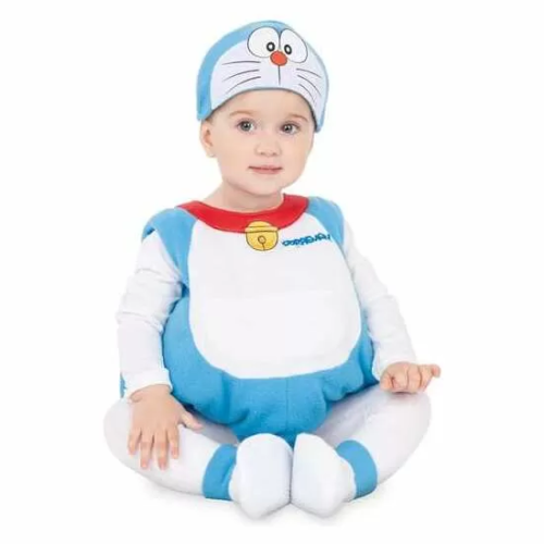 DISFRAZ BABY DORAEMON GORRO, VESTIDO COLA Y PATUCOS TALLA 0-6 M