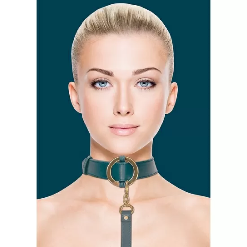 OUCH HALO - COLLAR WITH LEASH - VERDE