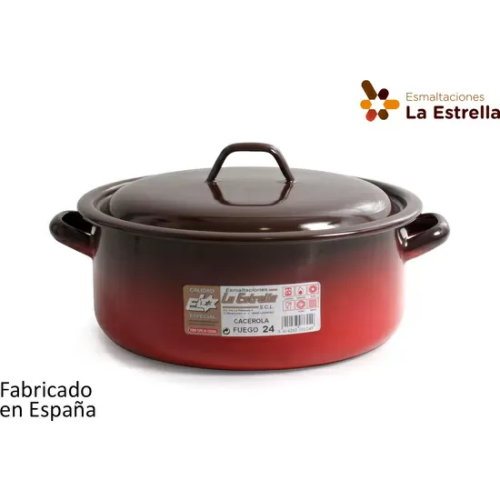 CACEROLA ESMALTADA C/TAPA 24CM - 4,3L FUEGO