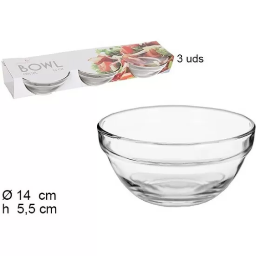 BOWL CRISTAL PACK 3 PIEZAS 14CM