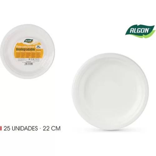 SET-25 PLATO BIO. 22CM CAÑA AZUCAR ALGON