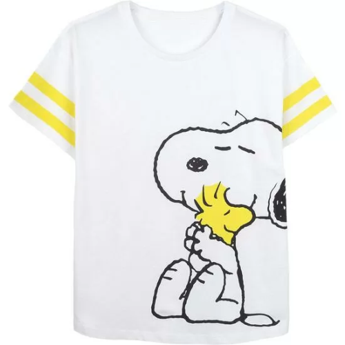 CAMISETA CORTA SINGLE JERSEY PUNTO SNOOPY WHITE