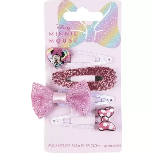 ACCESORIOS PELO CLIPS 4 PIEZAS MINNIE