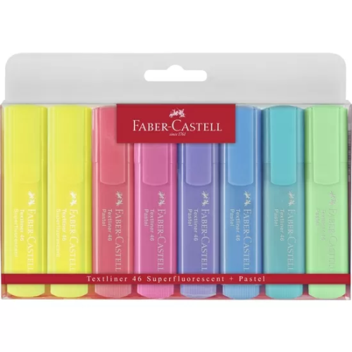 BOLSA 8 MARCADORES FABER-CASTELL FLÚOR PASTEL