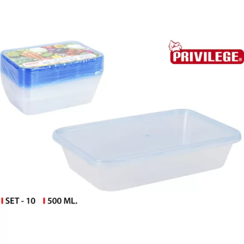 SET 10 SEMIDESECHABLES RECTANGULAR 500 ML