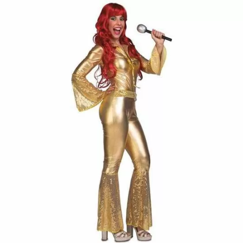 DISFRAZ ADULTO LADIES GOLD DISCO JUMPSUIT TALLA M-L