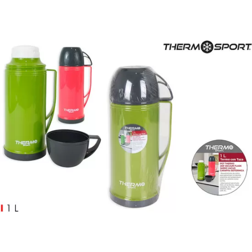 TERMO PLASTICO CON TAZA 1L THERMOSPORT