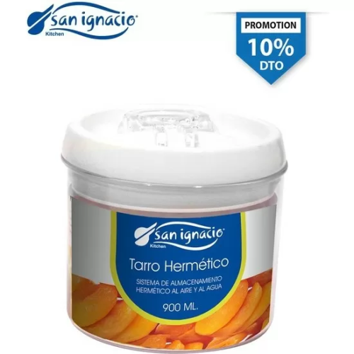 TARRO HERMÉTICO BLANCO REDONDO 900ML SAN IGNACIO