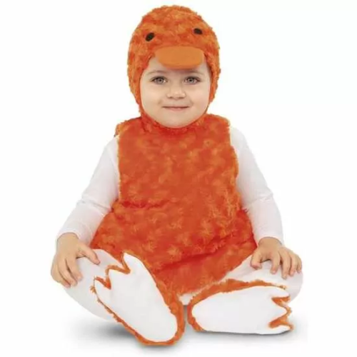 DISFRAZ BEBÉ PATITO PELUCHE NARANJA (VESTIDO, GORRO, COLA Y PATUCOS) TALLA 12-24 MESES