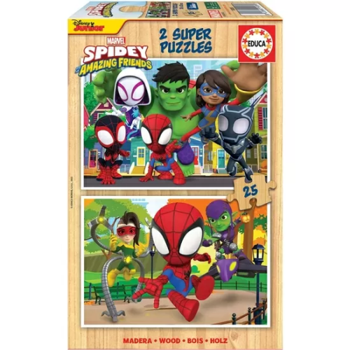 SPIDEY PUZZLE DOBLE MADERA 2X25