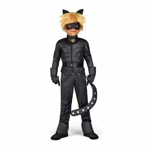 DISFRAZ INFANTIL CAT NOIR( CHAQUETA , PANTALÓN, CINTURÓN, GUANTES, ANTIFAZ, PELUCA Y ANILLO). TALLA 6-8 AÑOS