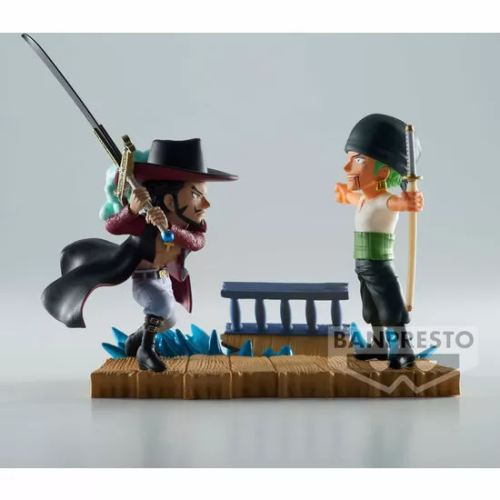 FIGURA RORONOA ZORO VS DRACULE MIHAWK LOG STORIES ONE PIECE 7CM