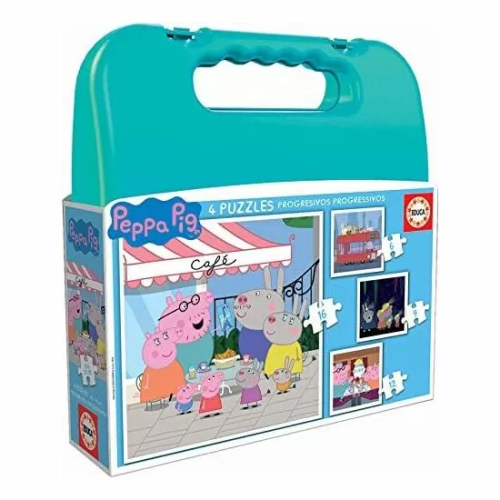 MALETIN CON 4 PUZZLES PEPPA PIG 