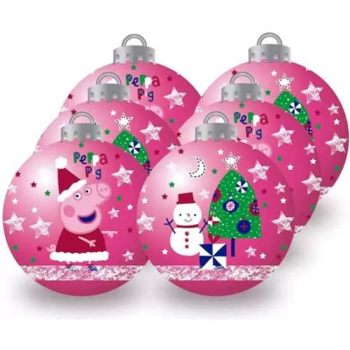 BOLAS NAVIDAD 8CM PACK 6 PEPPA PIG 