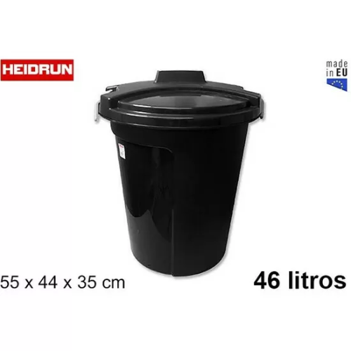 CUBO PLASTICO BASURA HEIDRUN NEGRO 46 LITROS