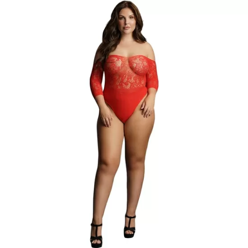 LE DESIR CROTCHLESS RHINESTONE TEDDY - ROJO