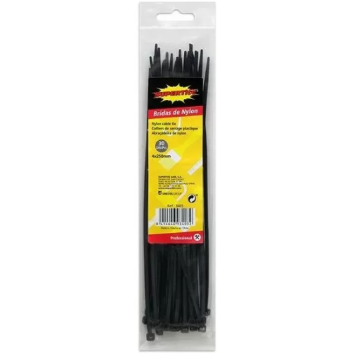 BRIDAS DE NYLON 4X250MM - 30 UDS - COLOR NEGRO