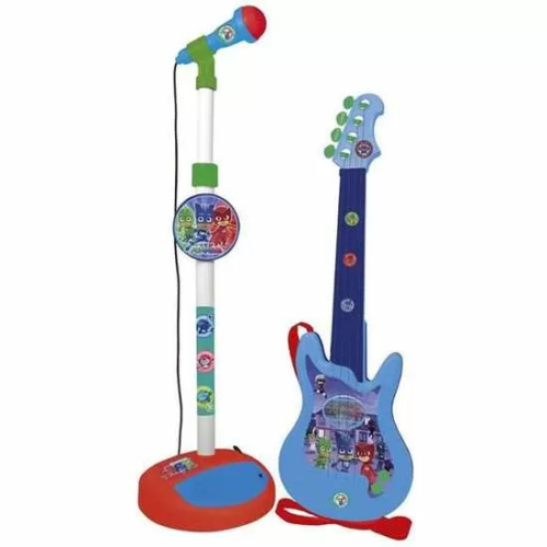 GUITARRA Y MICROFONO DE PIE PJ MASKS CON AMPLIFICADOR (ALTURA REGULABLE)