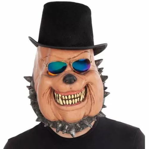 FULL DOG LATEX MASK WITH HAT AND GLASSES