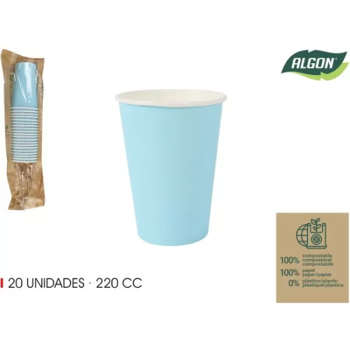 SET-20 VASO CARTON AZUL BABY 220CC ALGON