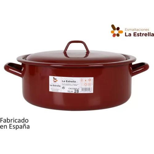 CACEROLA ESMALTADA C/TAPA 28CM - 6,8L TEJA