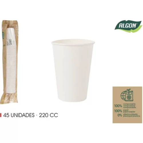 SET-45 VASO BLANCO CARTON 220CC ALGON