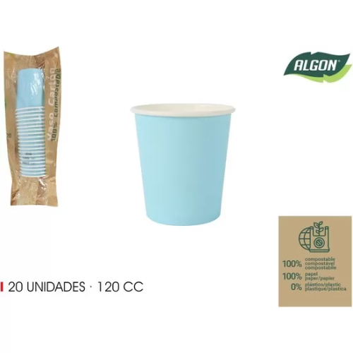 SET-20 VASO CARTON AZUL BABY 120CC ALGON