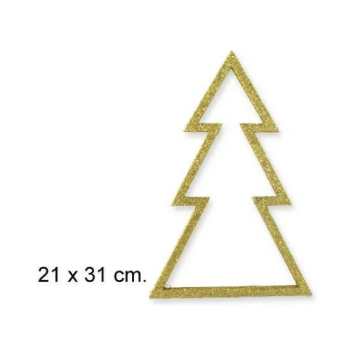 ARBOL NAVIDAD MADERA ORO BRILLANTE 21X31CM