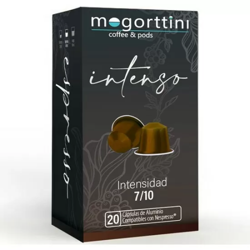 INTENSO 20 CÁPSULAS MOGORTTINI COMPATIBLES CON NESPRESSO, EN ALUMINIO