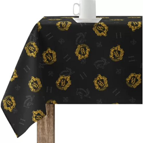 MANTEL RESINADO (TACTO PLASTIFICADO) ANTIMANCHAS MODELO HUFFLEPUFF SHIELD BLACK