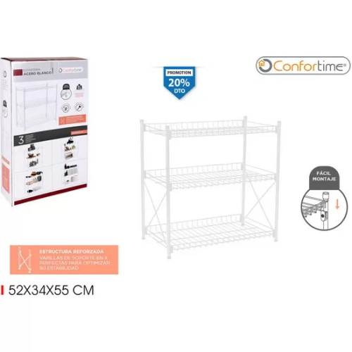 ESTANTERIA 3 NIVELES METAL 52X34X55 CONFORTIME