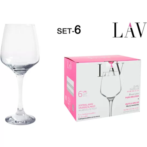 SET 6 COPAS VINO/AGUA 400CC LAL