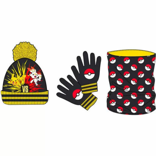 SET GORRO BRAGA CUELLO Y GUANTES POKEMON