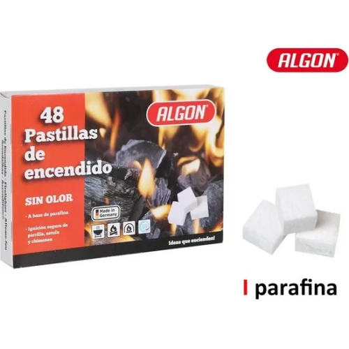 PASTILLA FUEGO PARAFINA S/OLOR 48PC ALGON